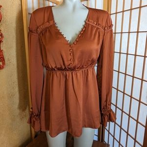 Amaryllis, satin look top, small, NEW with tags